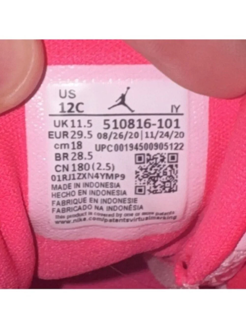 Jordan 12 Retro PS Arctic Pink Toddler Basketball Shoes Size 12C 510816-101